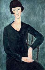 Seated woman in blue dress, 1918 Amedeo Modigliani